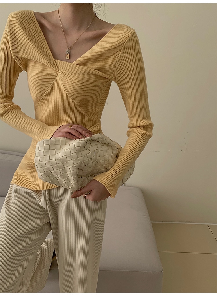 レディース ニット セーター 女性 秋 冬 スタイル 長袖 ボトムス トップ トレンディ ブラック イエロー ＳＭＬ トップス 袖あり かわいい 大人可愛い きれいめ シンプル カジュアル 大人 上品