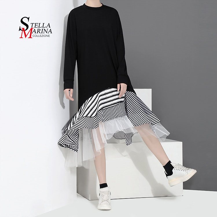 Qoo10 48 欧米風裾バイカラーワンピース フリル テ レディース服