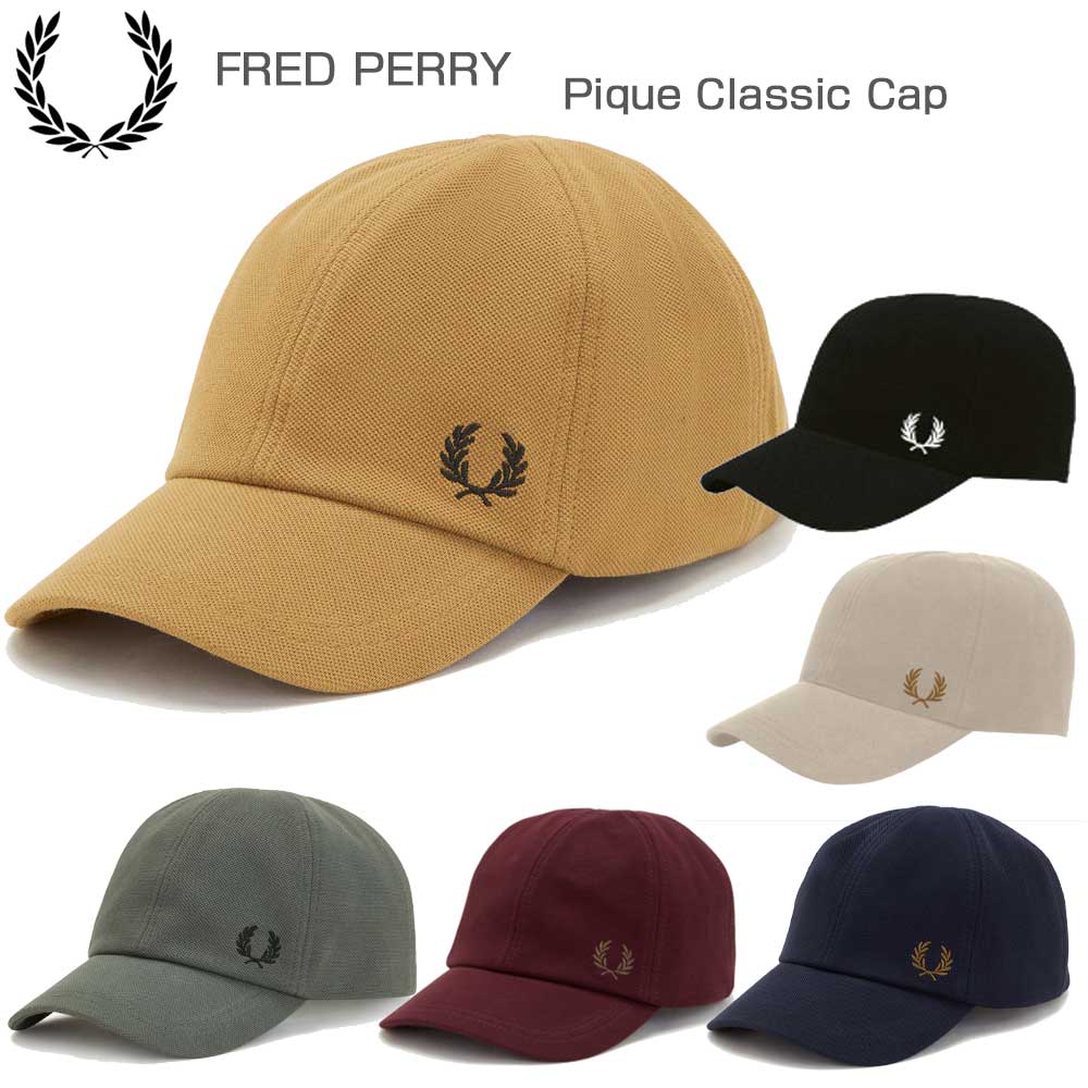 Fred PerryPique Classic Cap HW6726 ユニセックス フリーサイズ 帽子 カーブドバイザー ストラップ調整