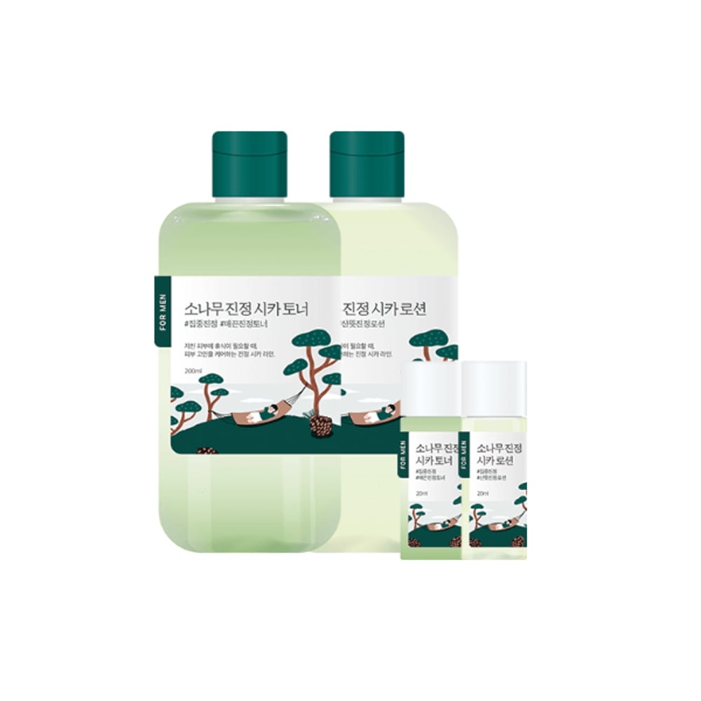 ラウンドラップフォーメン 松の木 鎮静 シカトナー200ml x ローション200ml 2点セット(+トナー/ローション20ml)