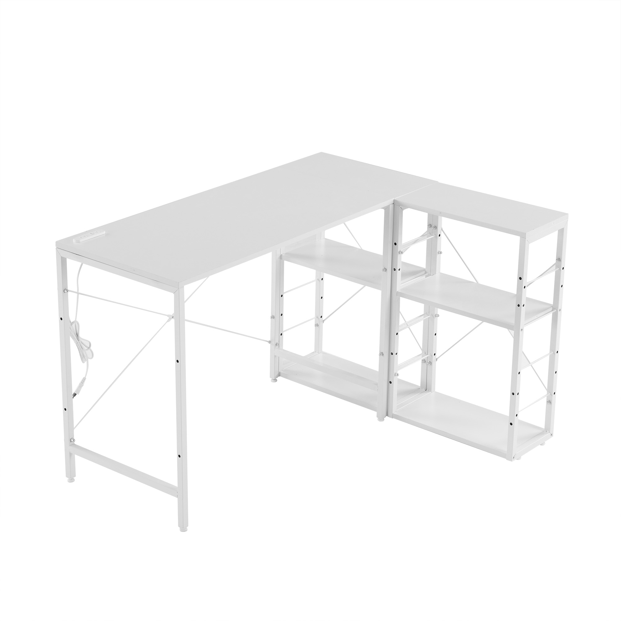 【国内へ発送&送·料·無·料】597WF301556HAA SET【ホワイト】一体分離多用型パソコンデスク パソコンデスク ラック付き デスク ワークデスク 木製 学習デスク