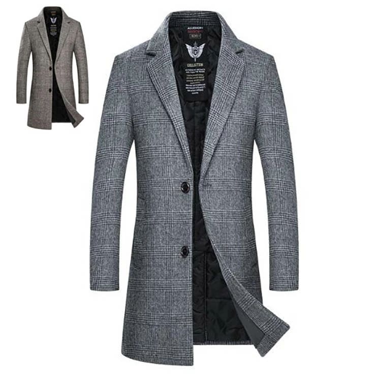 【即納501】チェスターコート ウールコート ロングコート 中綿 ロング ジャケット コート メンズ アウター ビジネス カジュアル チェック 細身 スリム 暖か 冬服