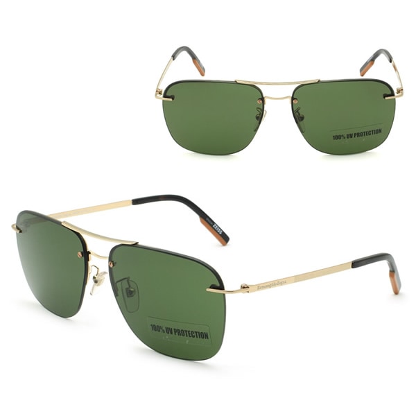 ゼニア サングラス ZEGNA EZ0189-D/S 28N 60 Ermenegildo Zegna サングラス ノーズパッド UVカット ゴールド グリーン
