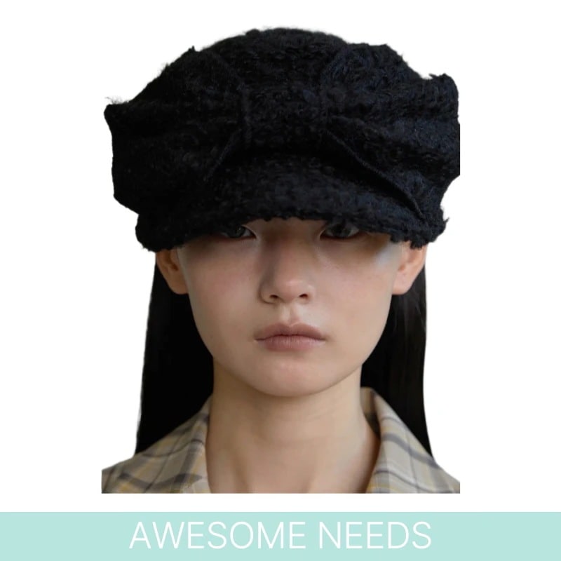 【韓国正規品】 BELLBOY CAP RIBBON WOOL BLACK