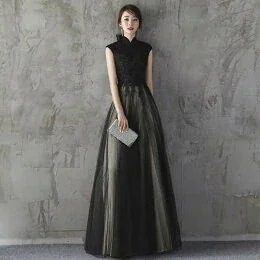 ルAラインロングドレス演奏会用ドレス結婚式演奏会ステージドレス大きいサイズ音楽会　刺繍ドレス二次会花嫁黒　　母親パーティードレス203040大きいサイズ　二次会演奏会発表会パーティー謝会卒