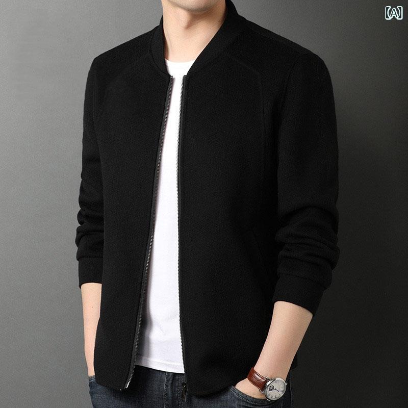 メンズ ファッション 両面 ウール ジャケット 春秋 トレンド 軽量 涼しい ビジネス カジュアル 野球 ユニフォーム ジャケット