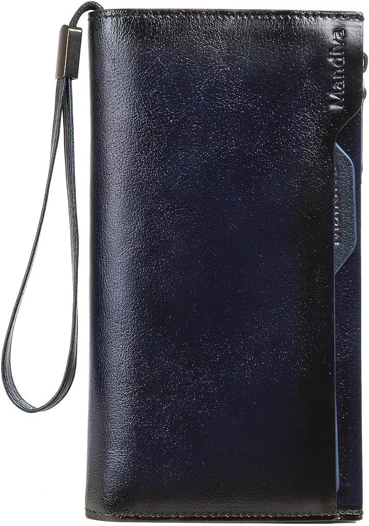 財布 メンズ 長財布 本革 ハンドバッグ セパレート型 小銭入れ 大容量 トップレザー(ネイビーータイプ02)