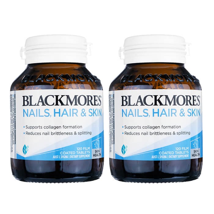 ネイルズヘアスキン 120錠 2本 ブラックモアズ 海外直送 日時指定不可 国際郵便発送