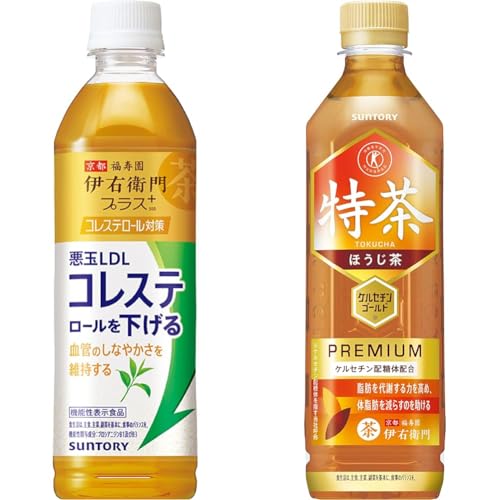 【セット買い】サントリー 伊右衛門プラス コレステロール対策 お茶 500ml ×24本 機能性表示食品 + [トクホ] サントリー 伊右衛門 特茶 ほうじ茶 500ml×24本