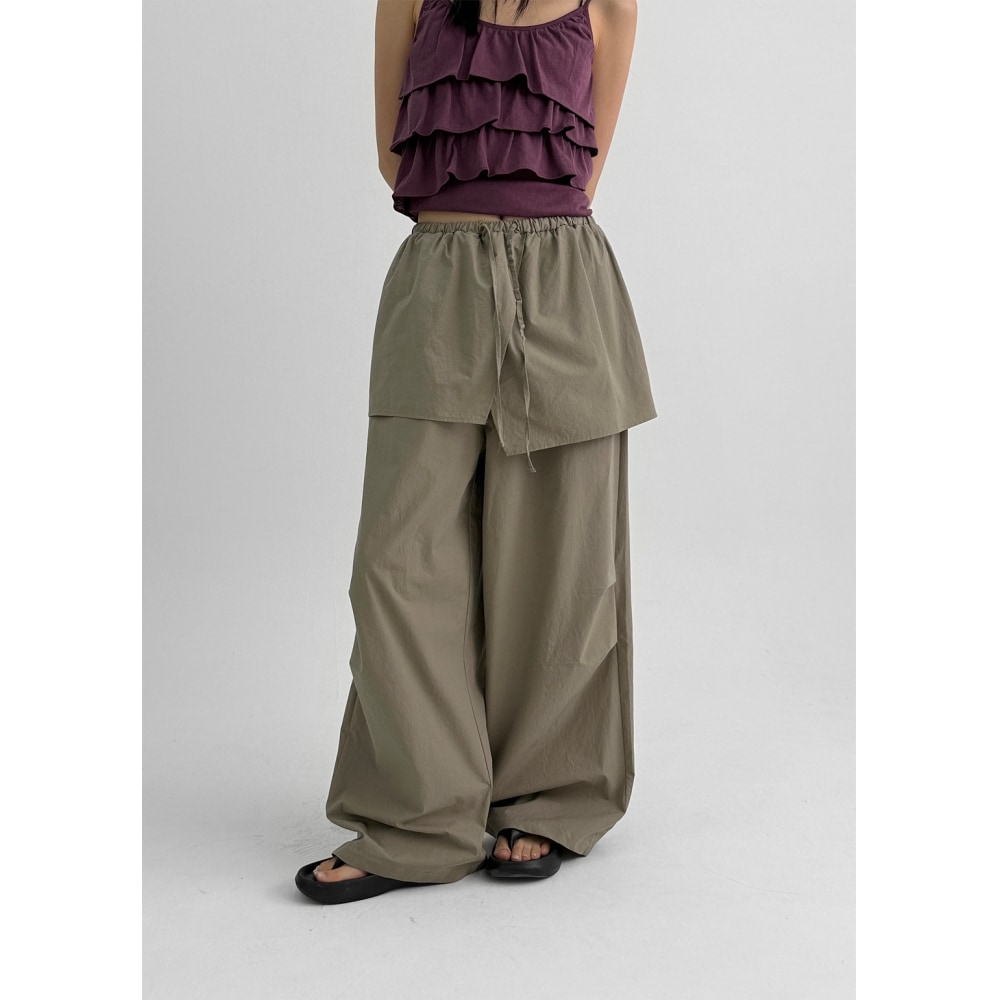 ブラックアップジャックレイヤードラップスカートパンツ