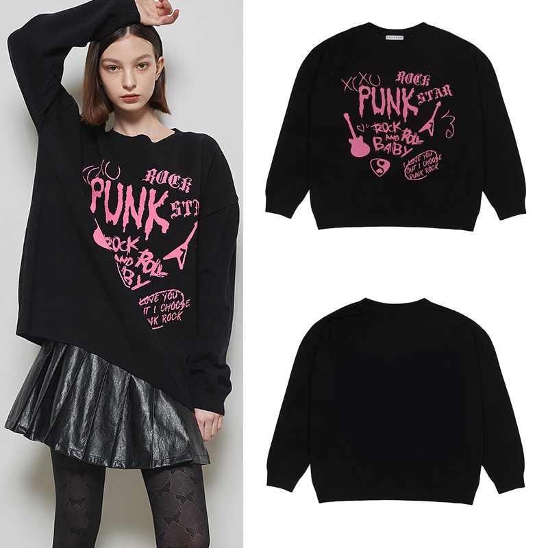 OT PUNK KNIT(BLACK) オーバーフィットデザイン