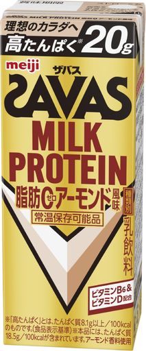 SAVAS(ザバス) MILK PROTEIN 脂肪0 アーモンド風味 200ML×24本 たんぱく20G 明治 ミルクプロテイン