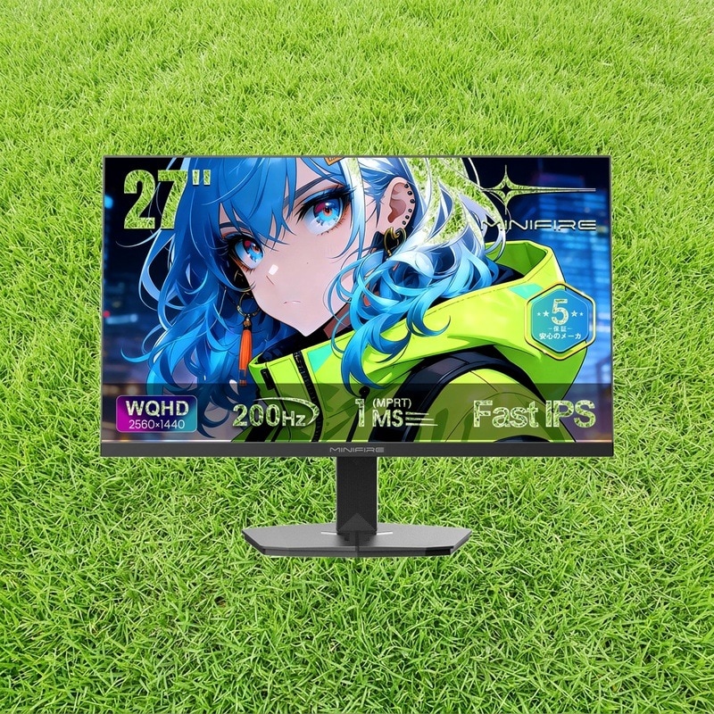 Minifire 27インチ ゲーミングモニター WQHD (2560x1440) Fast IPS 200Hz 1ms(OD) 130%sRGB 300cd/m HDR FreeSync PS5対