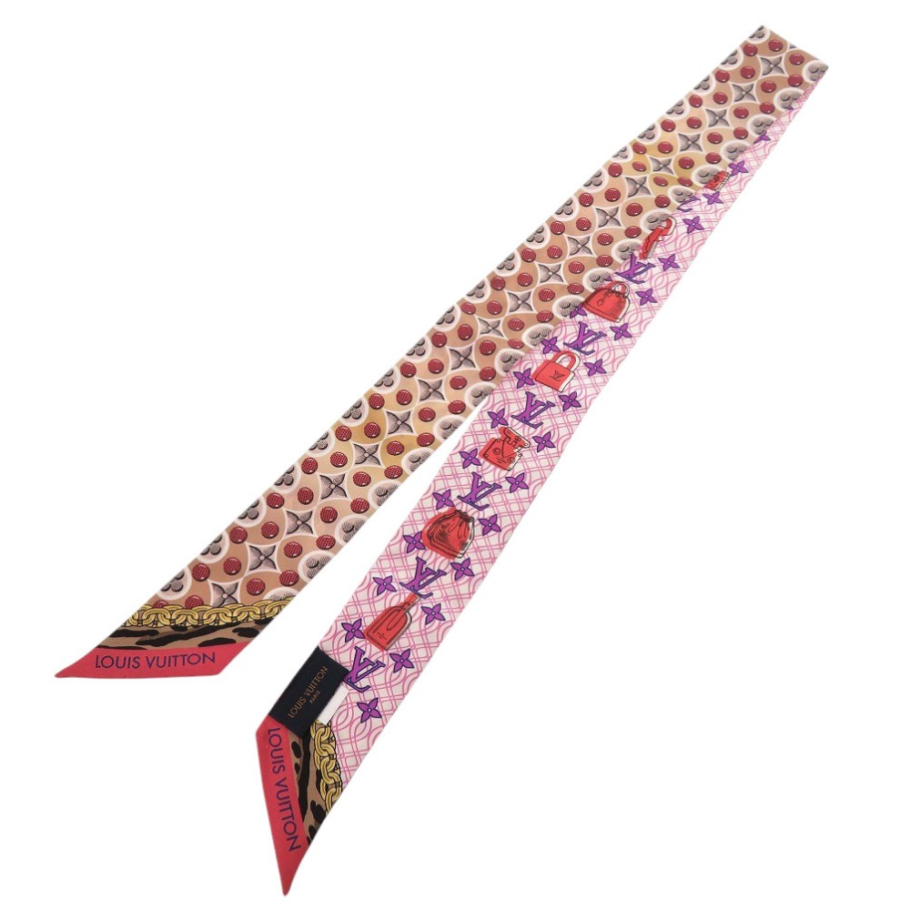 美品 バンドー BB バブルグラム M76109 スカーフ シルク レッド LV 1417【中古】 レディース