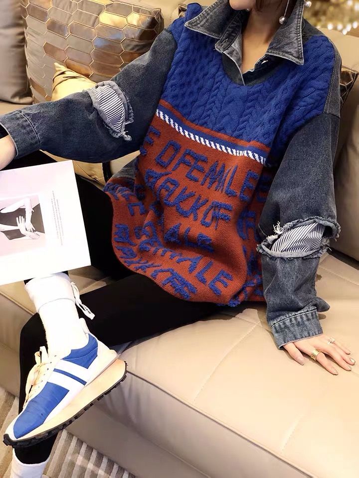 トップス アウター プルオーバー Gジャン 長袖 ドロップショルダー オーバーサイズ 異素材MIX ラフ メンズライク ボーイッシュ 個性的 春 秋 冬 着回し 普段使い 重ね着 S M L XL