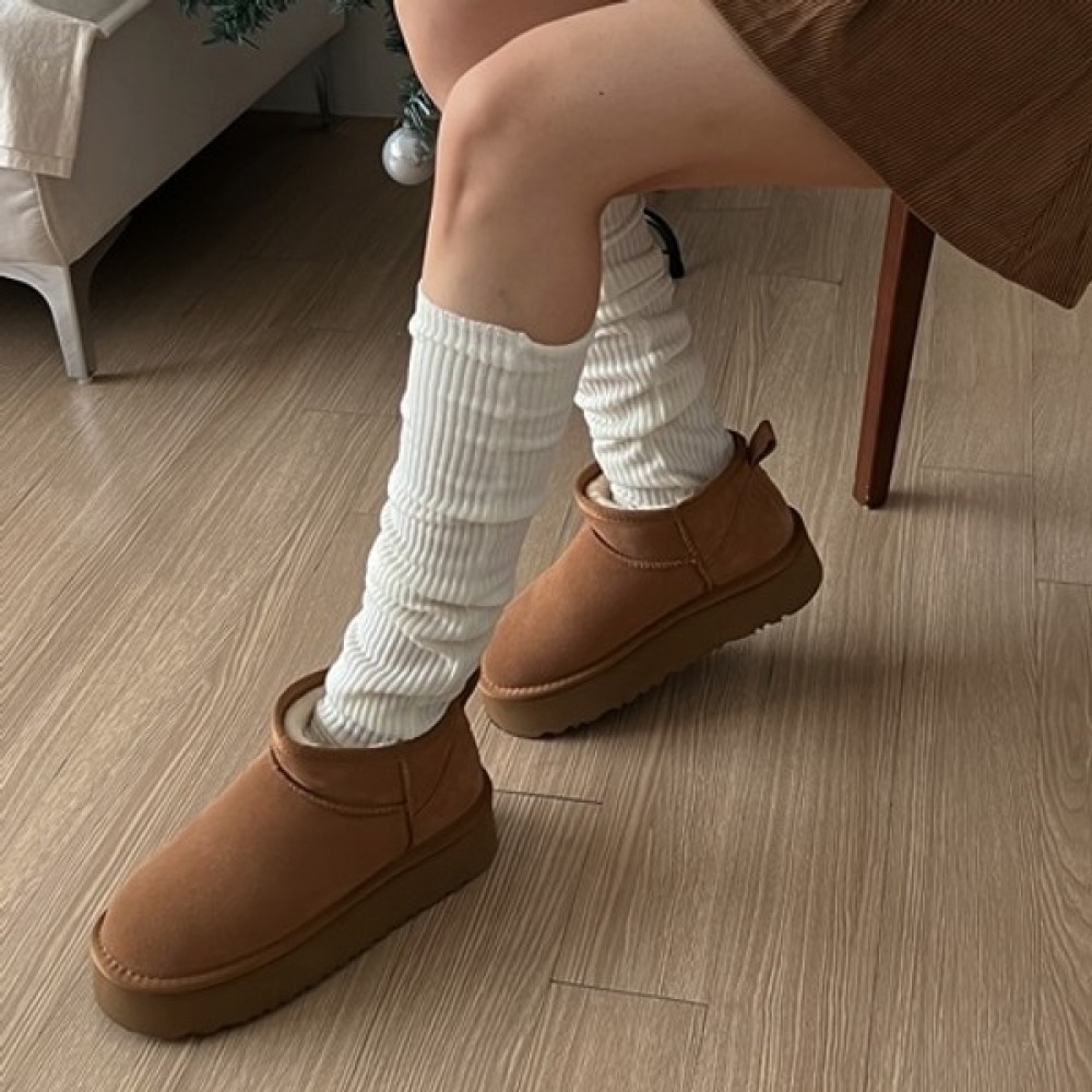 [ニーナズパリ] 牛革ショートファーブーツ