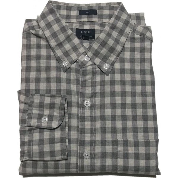 ジェイクルー 長袖 ボタンダウンシャツ チェック グレー J.CREW JC2-037