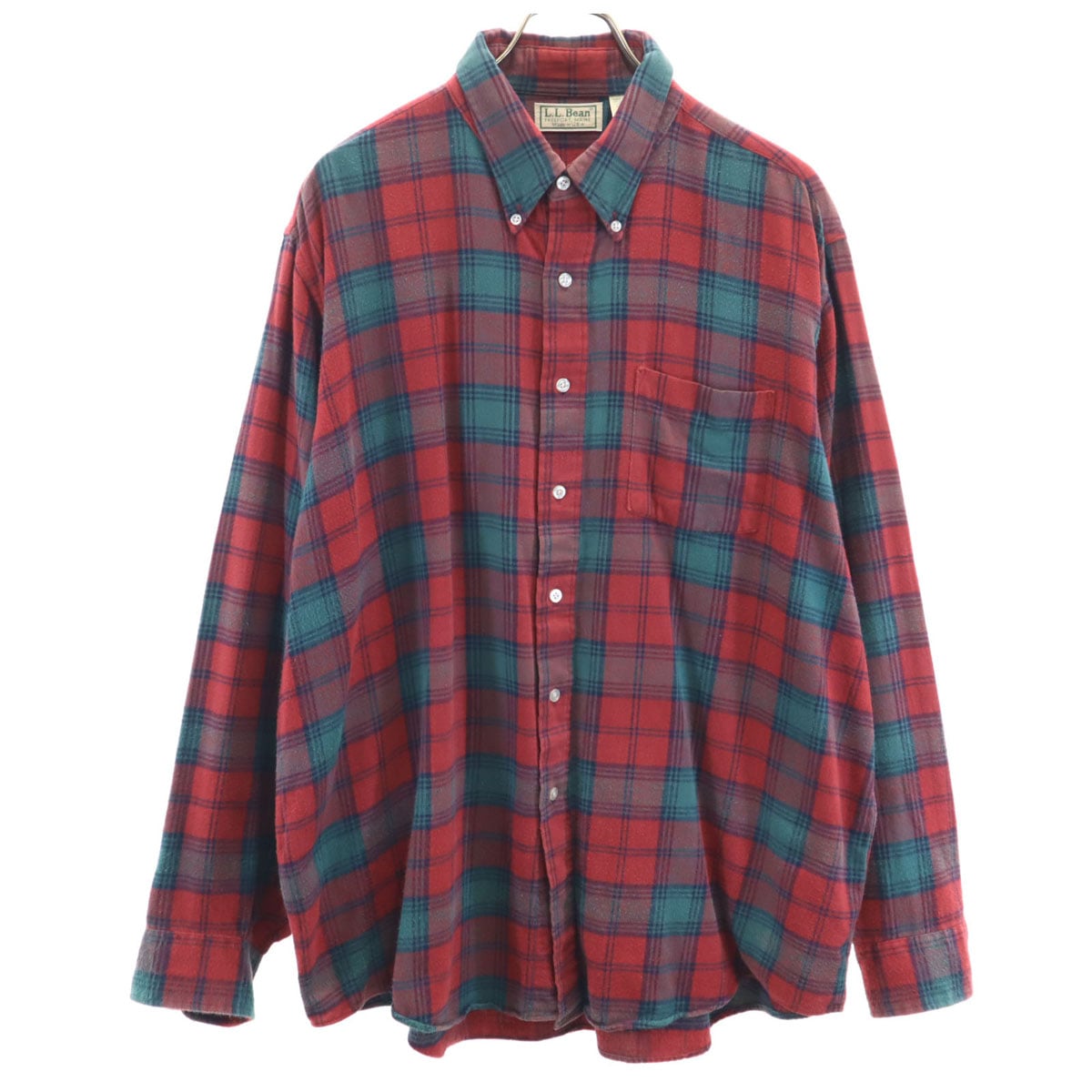 80s ヴィンテージ USA製 チェック柄 長袖 コットンシャツ XL レッド メンズ 古着 6,433円