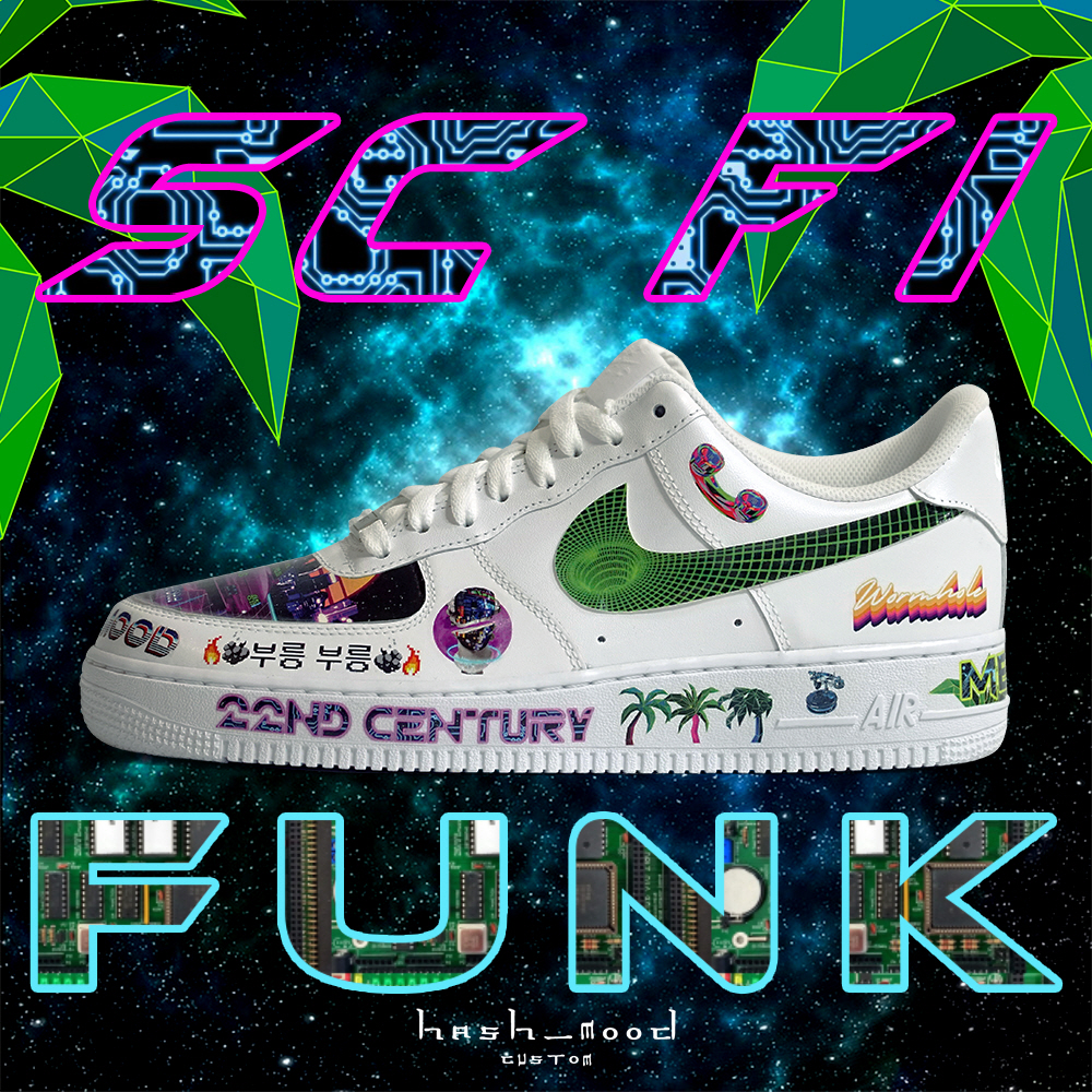 NIKE Air Force1 サイバーパンクカスタム男女兼用シューズ