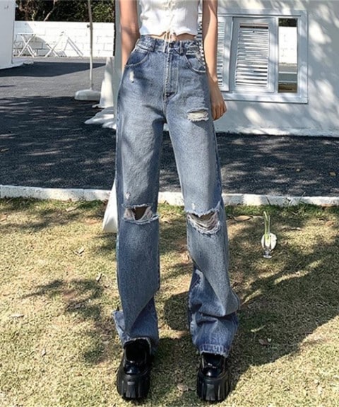 ダメージデニムパンツ ストレートデニム アメカジジーパン カジュアル レトロジーンズ大きいサイズ レディース ストレッチ スキニー レディース タイツ ダメージ加工 ガウチョパンツ denim pan