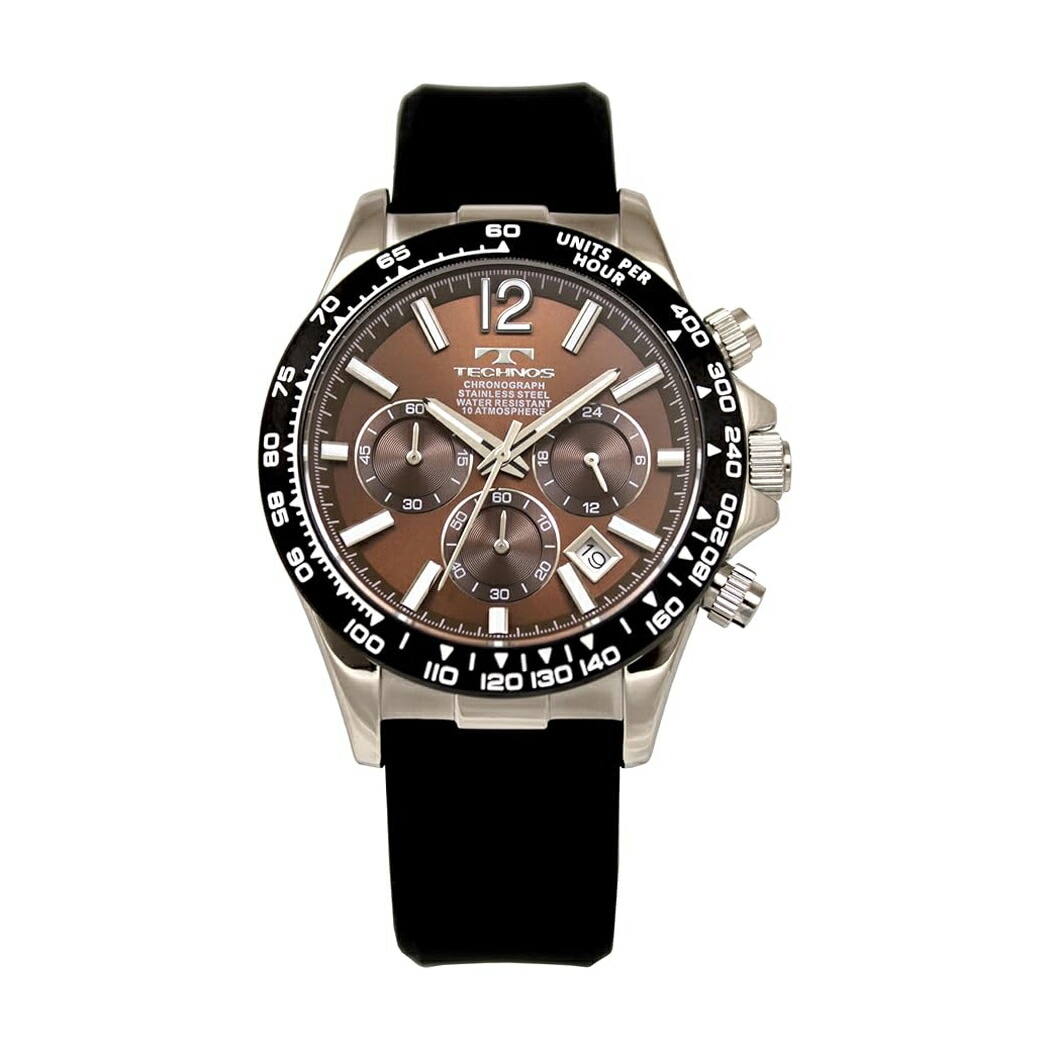 腕時計 T8C03BA メンズ ブラック ブラウン クロノグラフ 10気圧防水