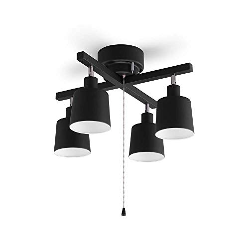 アイリスオーヤマ シーリングライト 4灯 スポットライト クロスタイプ 3段階調光 レトロ調 LED対応 簡単取付 インテリア照明 間接照明 おしゃれ 北欧ブラック CE4LA-20C-B 6,533円
