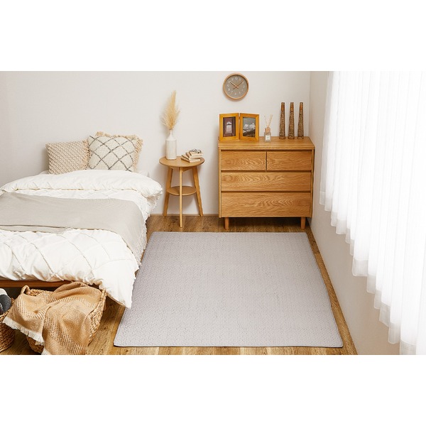 ラグマット 絨毯 約190x240cm グレー 洗える 防滑 ホットカーペット対応 綿100％ イブルラグマット アンダーラグ セット