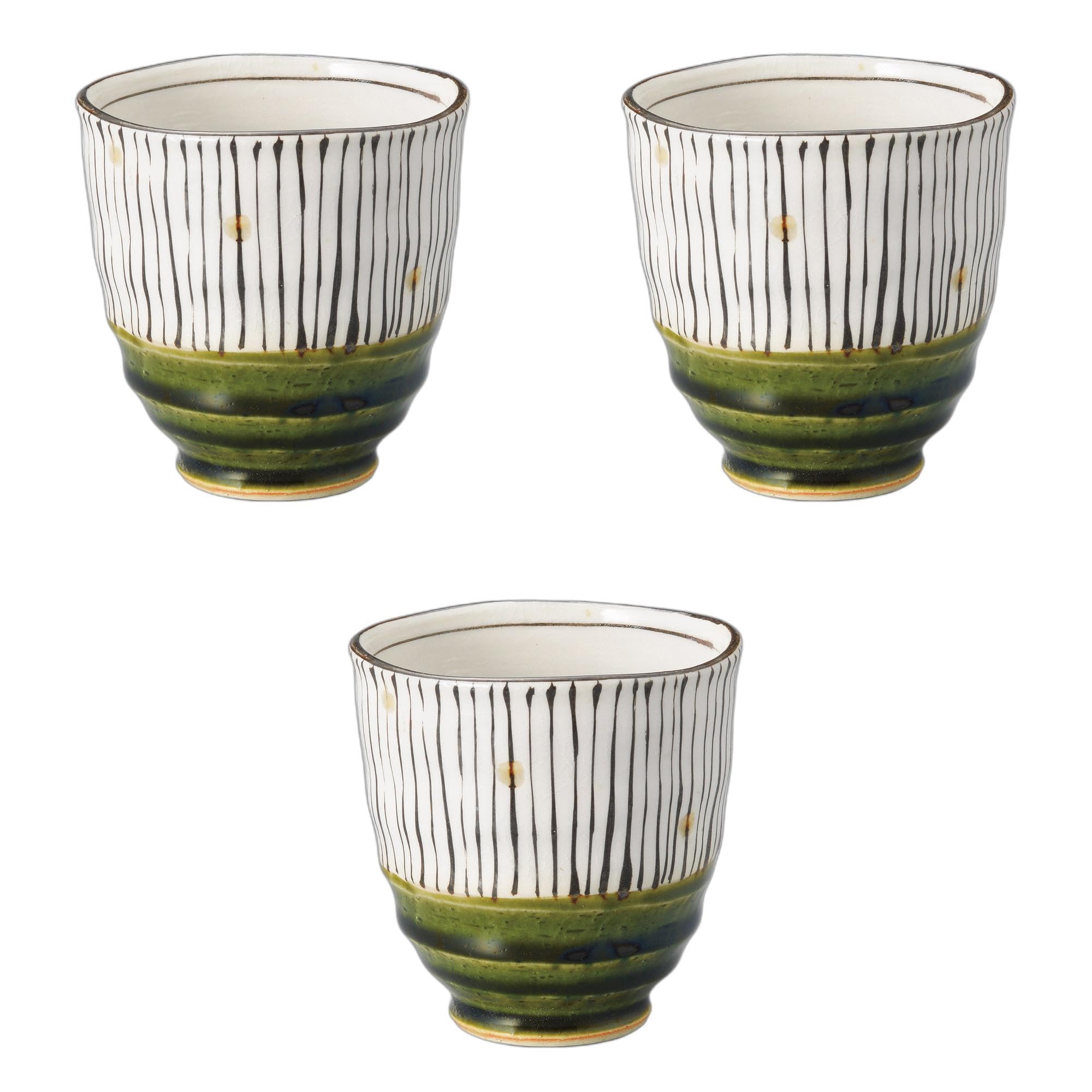 セトモノホンポ(Setomonohonpo) 3個セット 織部十草湯呑（小） [ 7.8×7.7cm ] 湯呑陶磁器