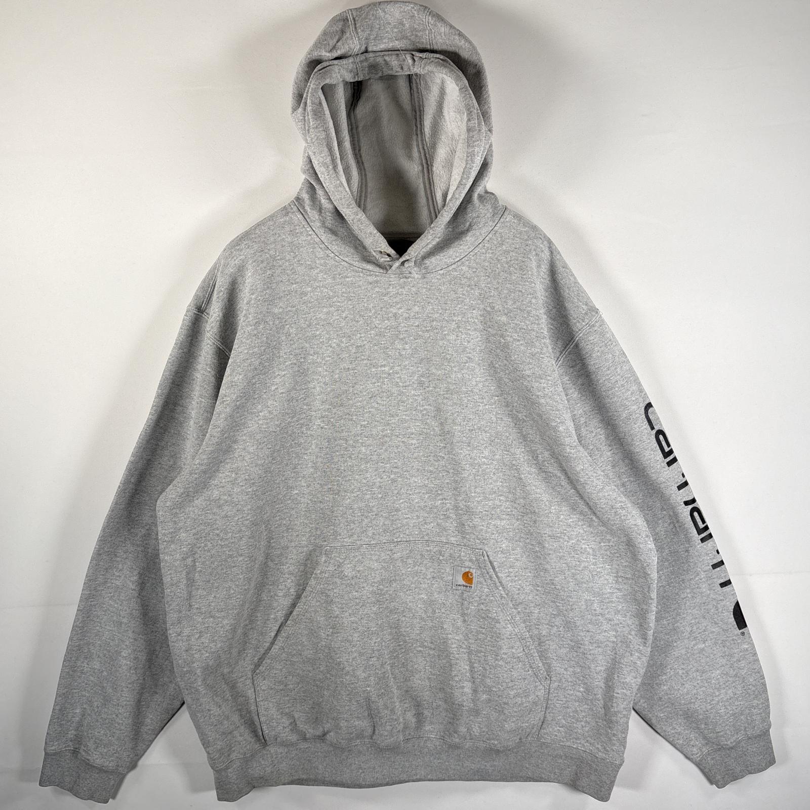 古着 パーカー 大きいサイズ ワンポイントロゴ マフポケット 袖プリントロゴ フーディー XXL グレー メンズ 4,752円