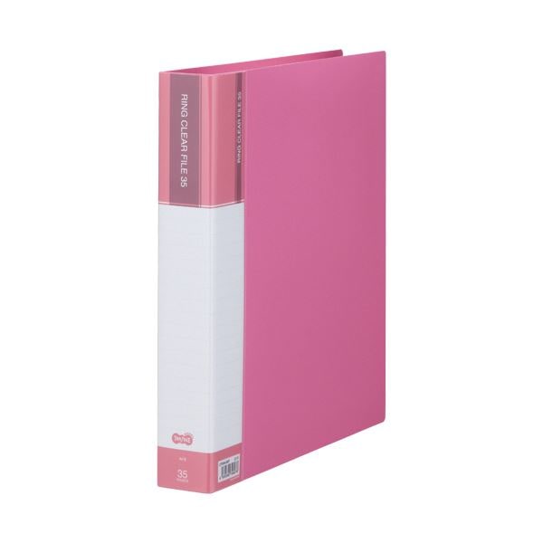 （まとめ）TANOSEE PPクリヤーファイル（差替式）A4タテ 30穴 35ポケット付属 背幅48mm ピンク 1冊5セット