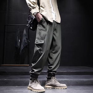韓国ズボン カーゴパンツ フルレングス ポケット大きいサイズ メンズ ロングパンツ カジュアル ワイドパンツ