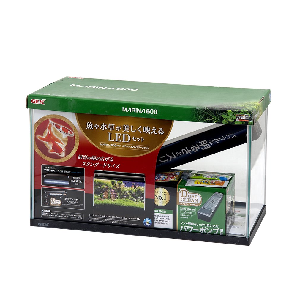 ＧＥＸ　マリーナ６００ＢＫＳＴ　ＬＥＤ＆デュアルクリーンセット　６０ｃｍ水槽セット　お一人様１点限り　ＣＲＣ10―11―03―40―40