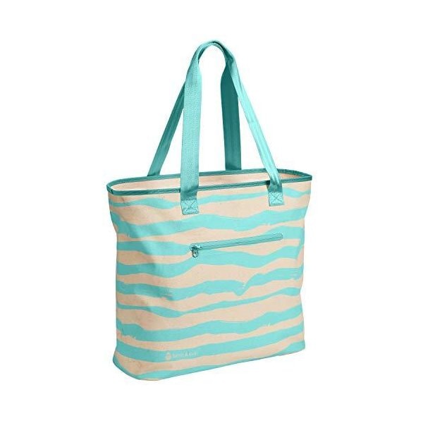 ToteSak Waterproof Tote Beach Bag with Airtight Zipper Mint Stripe 並行輸入品