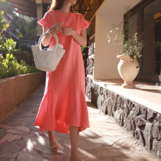 【取寄：納期2週間】ワンピース レディース 大きいサイズ 無地 リネン ロング丈 ロングワンピース オレンジ