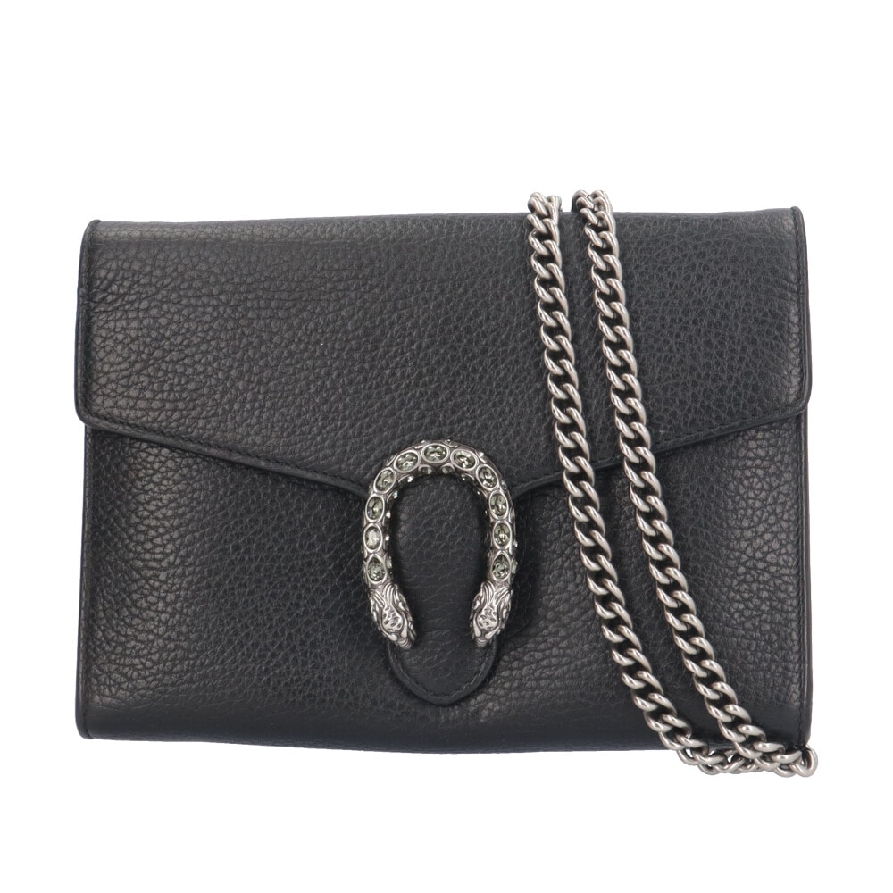 グッチ ディオニュソス タイガーヘッド ショルダーバッグ レザー 401231 ブラック GUCCI 中古