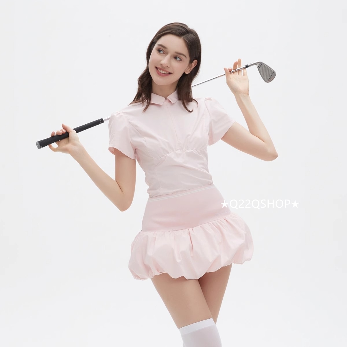 ゴルフウェア 2025 春夏 上下セット レディース 韓国風 白 ピンク 半袖 poloシャツ 薄い 痩せるTシャツ ゴルフスカート 速乾 通気 スポーツウェア テニスウェア 女性 かわいい おしゃれ