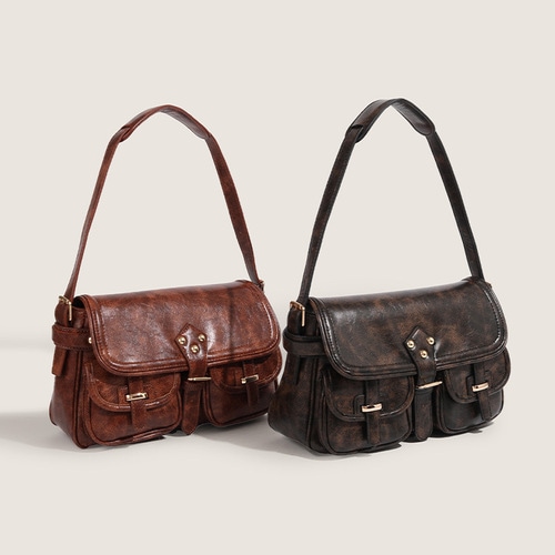 クラシックオータム タイダイ レザーショルダーバッグ