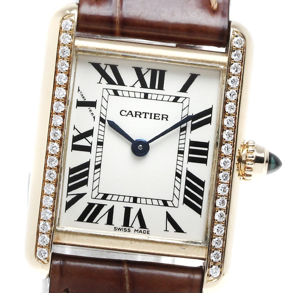 カルティエ CARTIER W1529856 タンクルイ K18YG アフターダイヤベゼル クォーツ レディース _816729【中古】