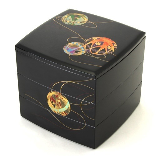 6.5寸　胴張　三段　重箱　彩光てまり