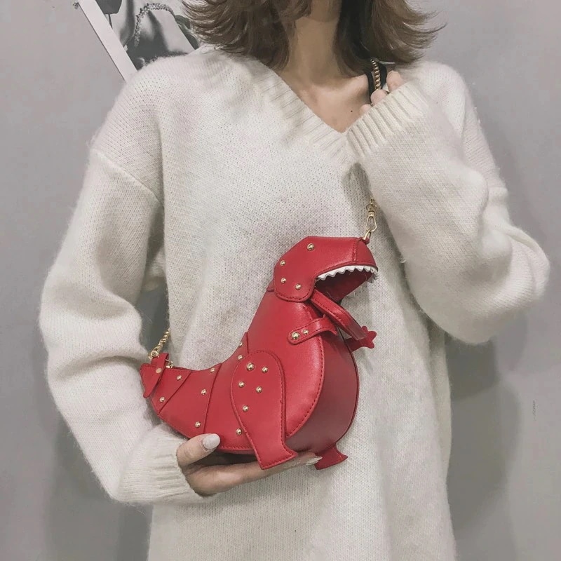 ミニバッグ2024新型ファッション立体恐竜人形シングルショルダーバッグチェーン動物形状斜めショルダーバッグ