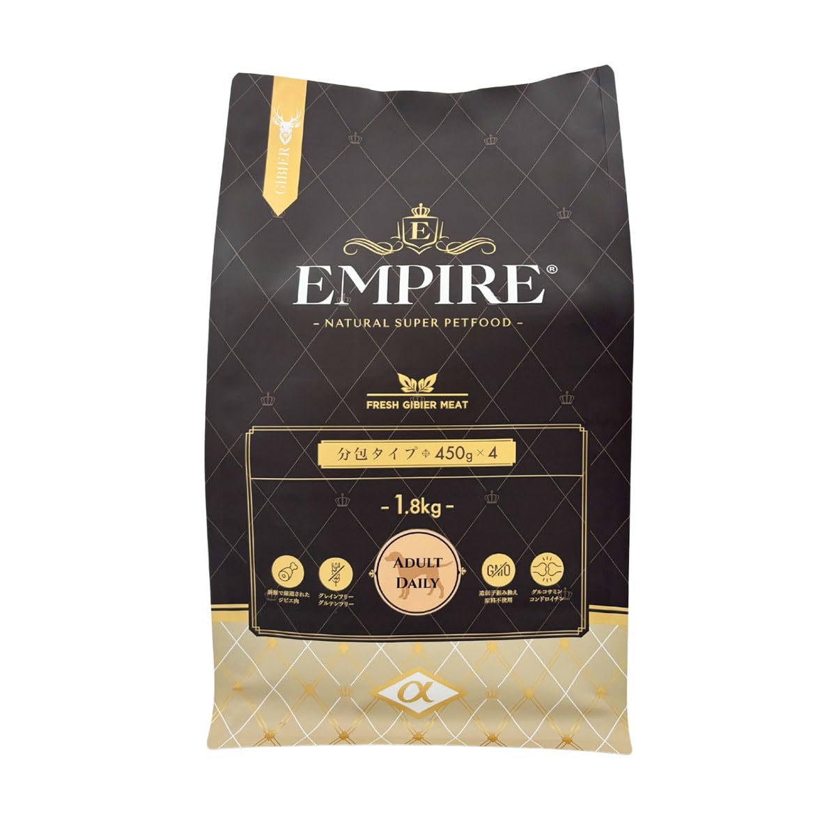 エンパイア EMPIRE アダルトデイリー 小粒 1.8kg (450g×4)ドッグフード ジビエ 鹿肉 グレインフリー グルテンフリー ラム肉 猪レバー 低アレルギー チキンフリー 成犬