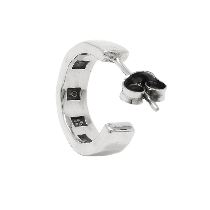 バックホールマーク ハーフフープピアス 槌目(ツチメ) 鏡面仕上げ シルバー925 VFP-287