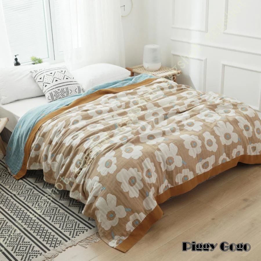 花柄 ガーゼケット シングル 5重 タオルケット 綿 ブランケット 軽量 コットンケット 南国風 お昼寝ケット さわやか オールシーズン 肌掛け布団 5,220円