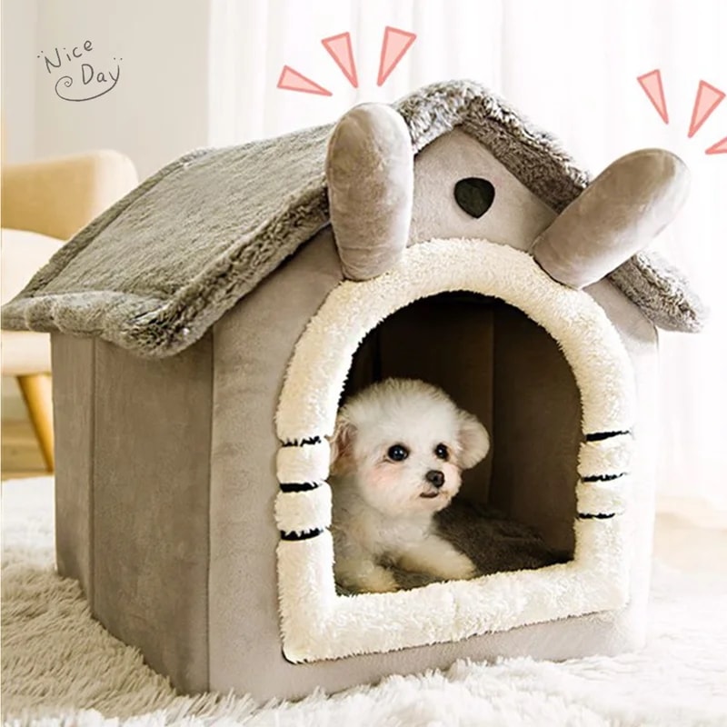 犬と猫のための折りたたみ式ペットベッド,取り外し可能で洗える家,犬小屋,室内装飾