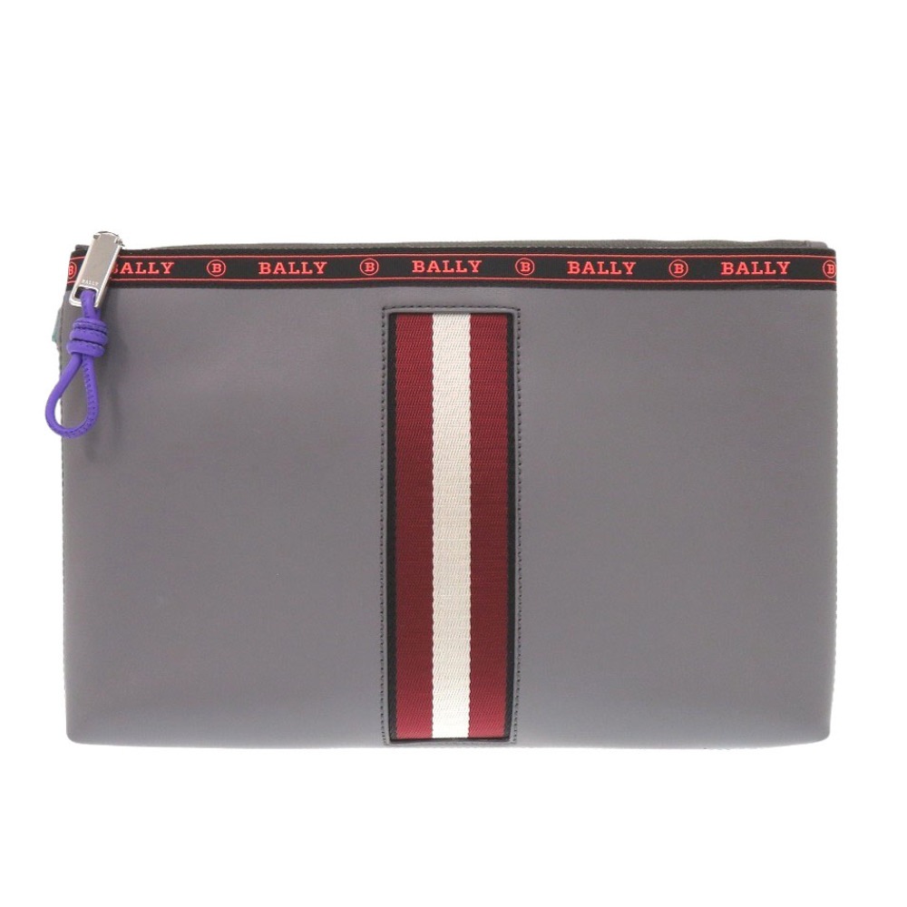 新品同様 ハートランド バリーストライプ 6228710 クラッチバッグ レザー グレー 1518【中古】 メンズ