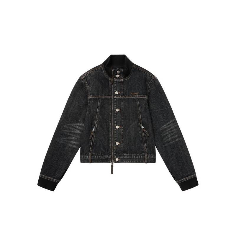 アカム AAKAM リップベッドデニムジップアップジャケット ブラック 499642