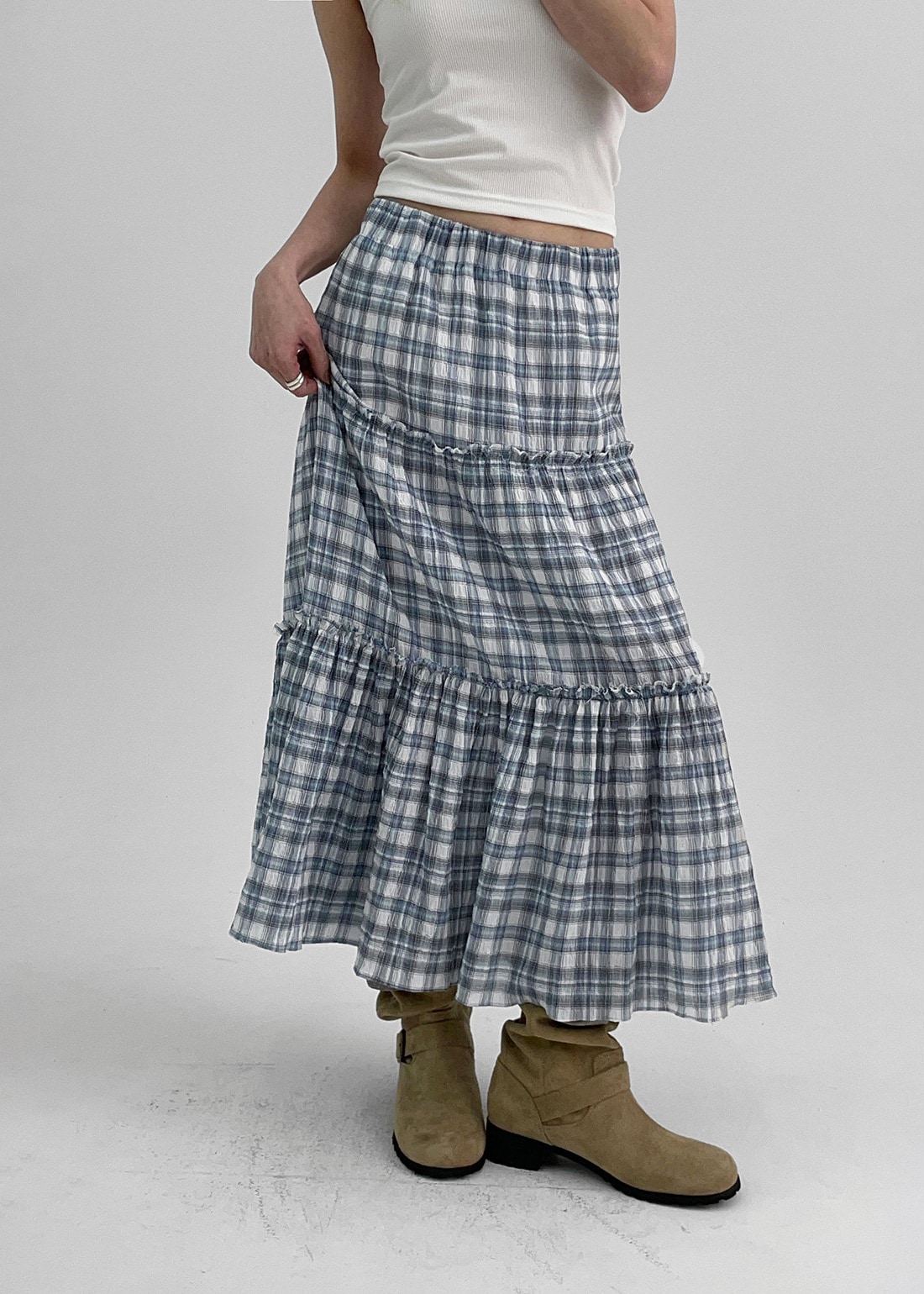ドゥームキーサマーチェックロングスカート