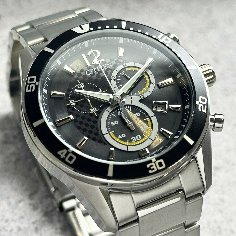 シチズン メンズ 腕時計 ソーラー 収納ケース付き シチズン エコ・ドライブ クロノグラフ ブラック文字盤 ステンレス 10気圧防水 ビジネス カジュアル ブランド おしゃれ ギフト プレゼント VO