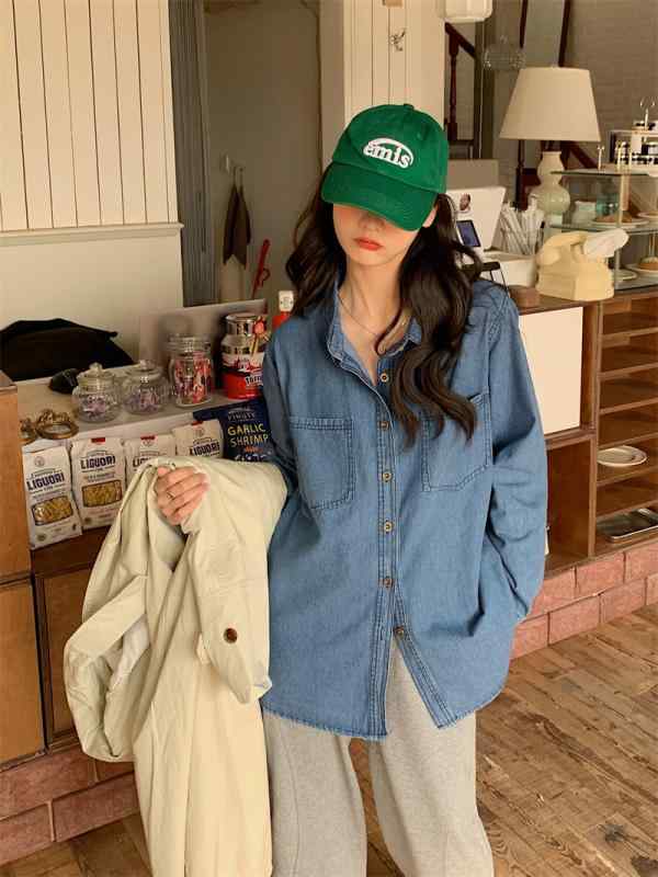 レディース カジュアル ファッション レトロ デニムジャケット レディース 秋 長袖 丈 レイ ヤード シャツ おしゃれ