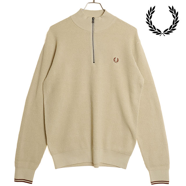 ワッフルステッチ ハーフジップジャンパー [K8557-691] WAFFLE STITCH HALF ZIP JUMPER メンズ トップス ニット プルオーバー OATMEAL